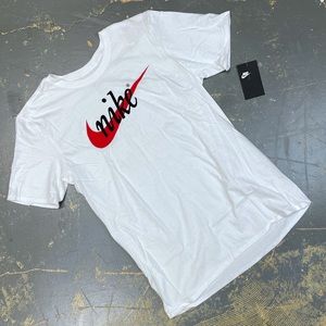 Nike Swoosh Dri Fit Shirt White BQ6134-100 Small Fitness Cortez Bred Jordan